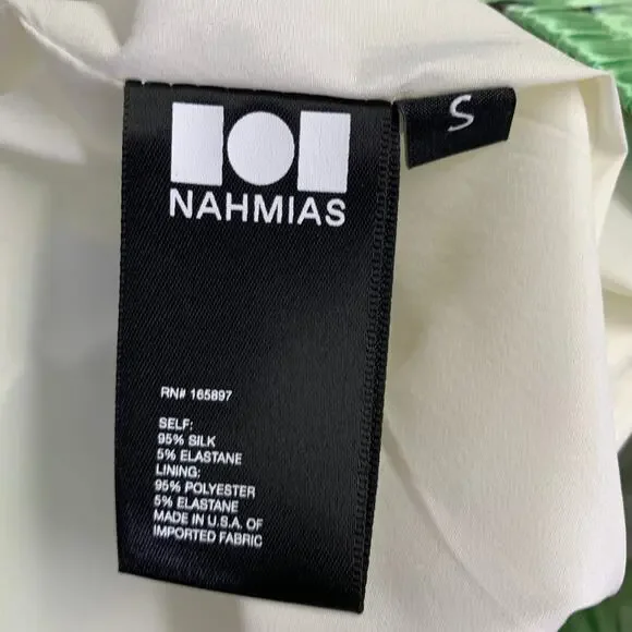 NAHMIAS SS23 S Butterflies Green Multi Color Print Silk Blend Drawstring Shorts - Picture 3 of 5